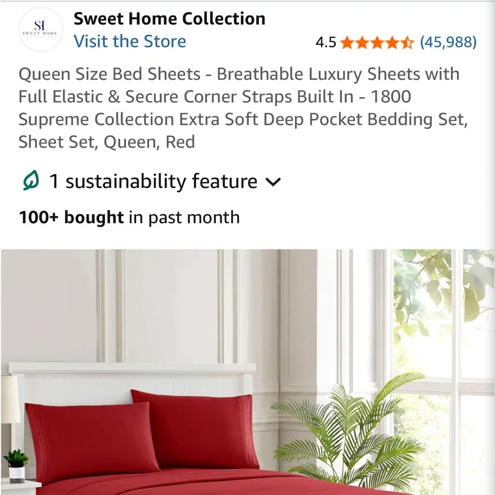 Queen Size Red Bedding Sheet Set - Classic Comfort
